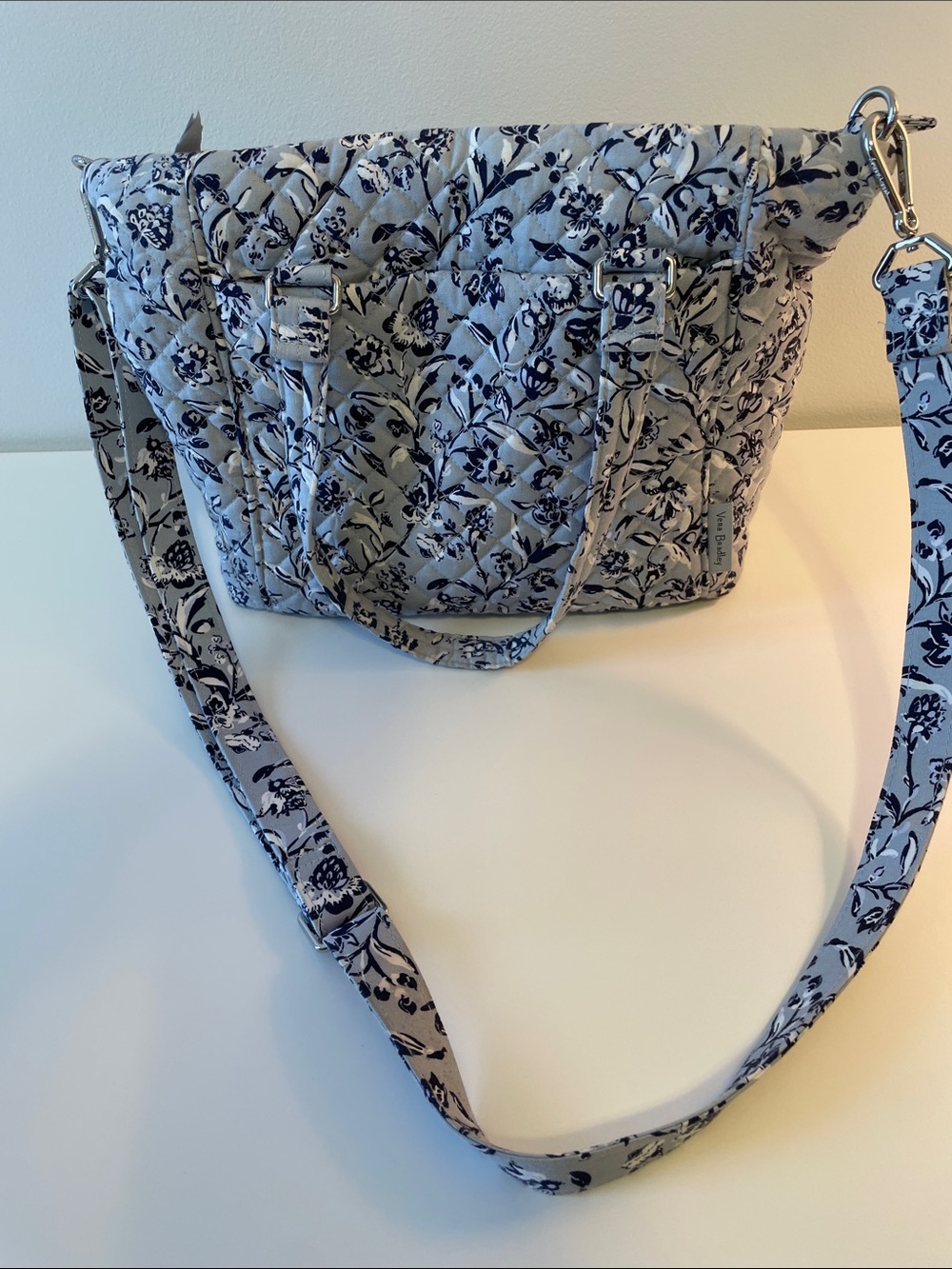 Vera Bradley Perennial Gray Purse Shoulder Bag Crossbody Multi Strap